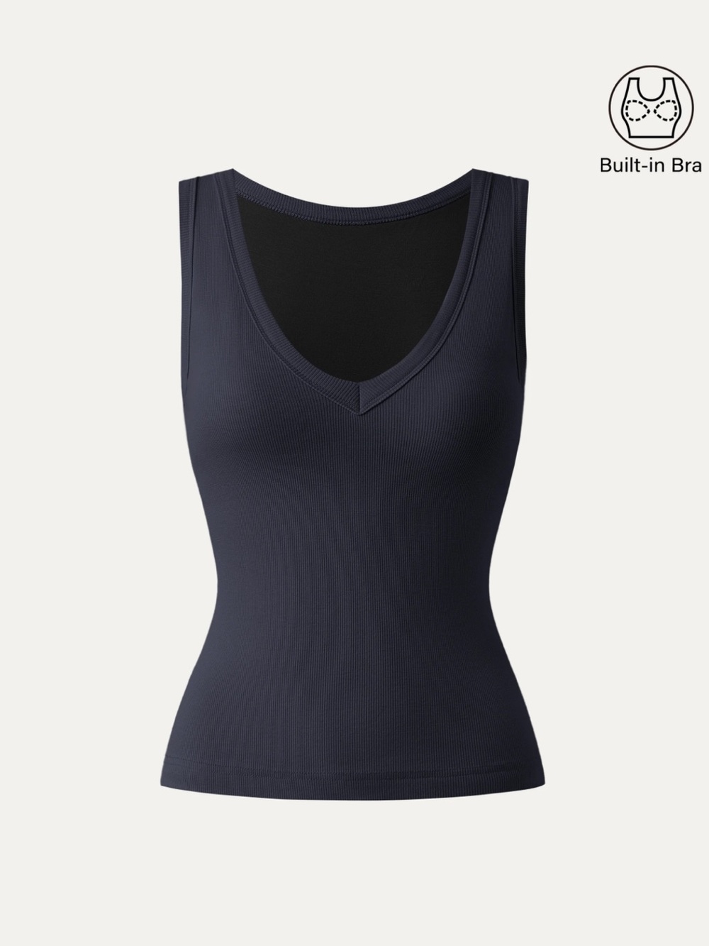 OGL | NWT Stretchy V-neck Cotton New Airy Bra Tank in Navy Blue, Size Large